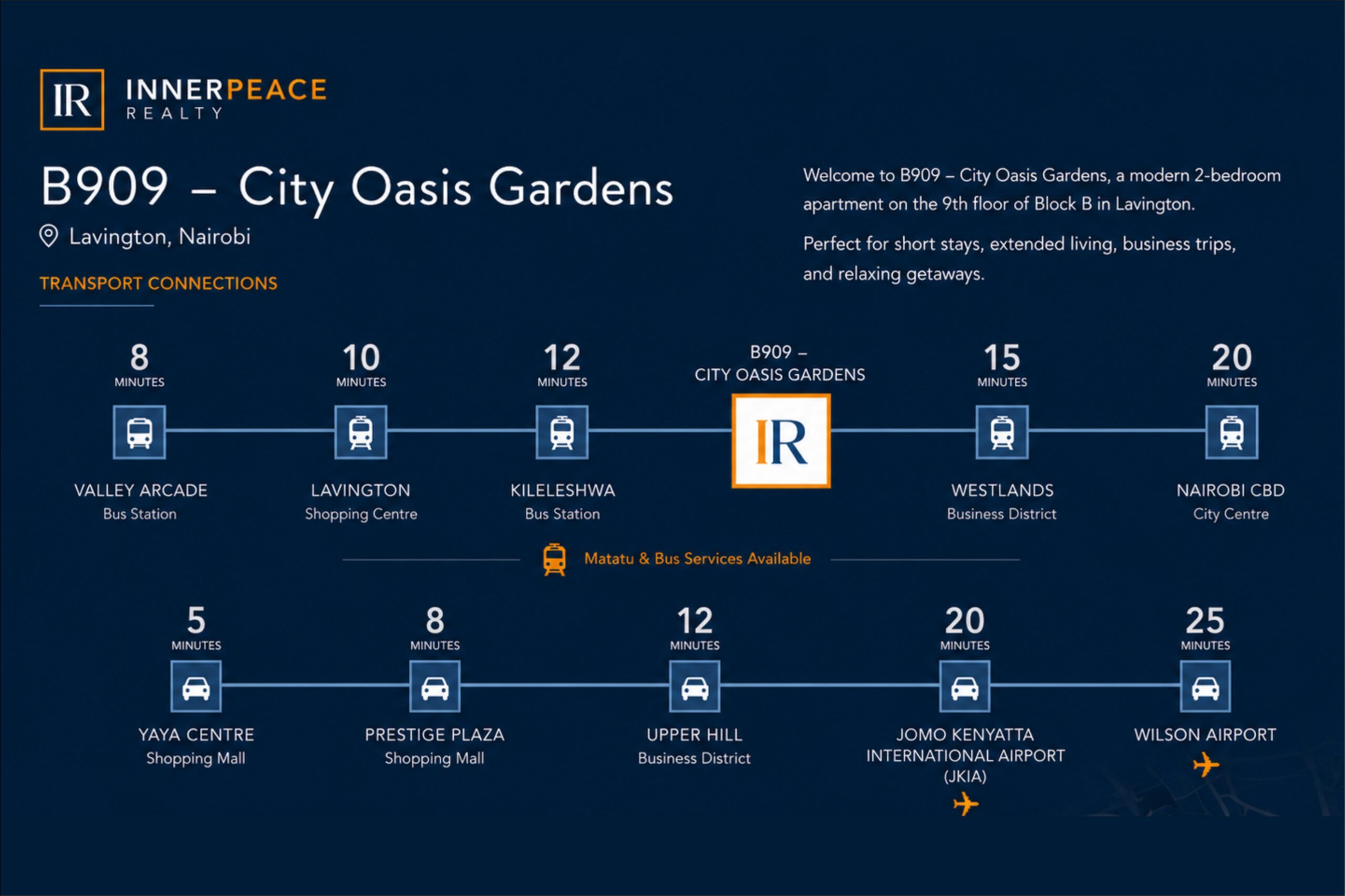 2 bedroom serviced apartment in Nairobi at City Oasis Gardens
